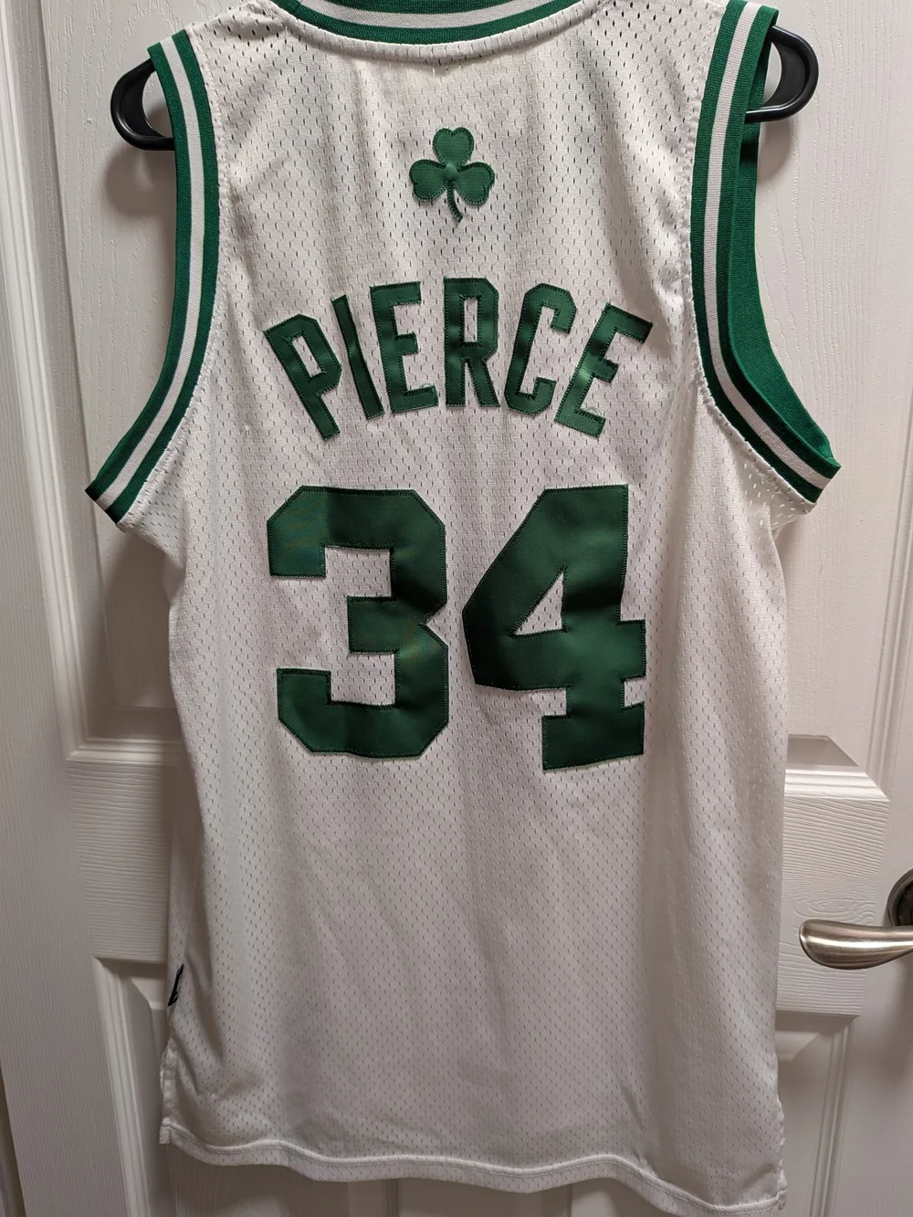 adidas White and Green Celtics Basketball Jersey #34 Paul Pierce